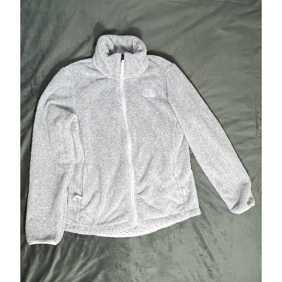 The North Face Women's Oatmeal Full Zip Fuzzy Fleece Osito Jacket Grey Sz L - Picture 3 of 15